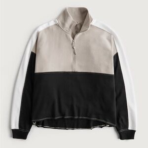 Woman's Black and Tan Half-Zip Sweater